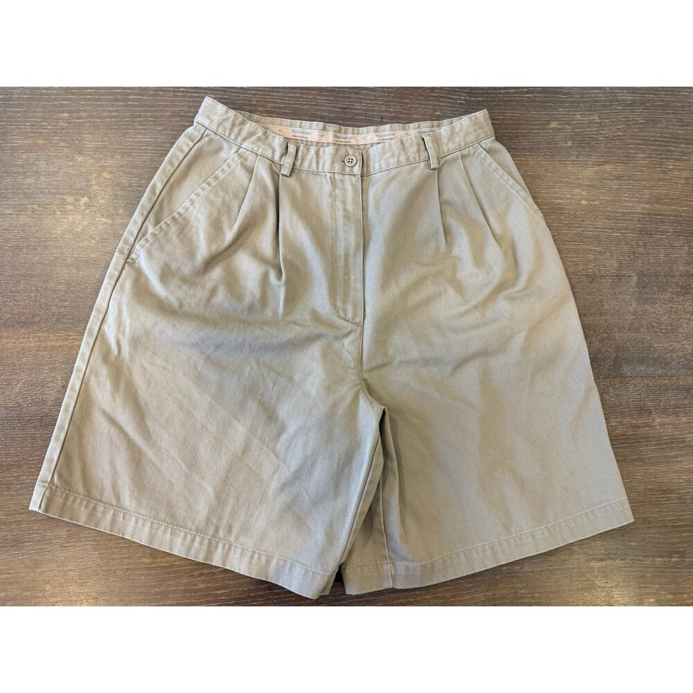 90s Vintage 100% cotton Pendleton Pleated Shorts Khaki Women size 10